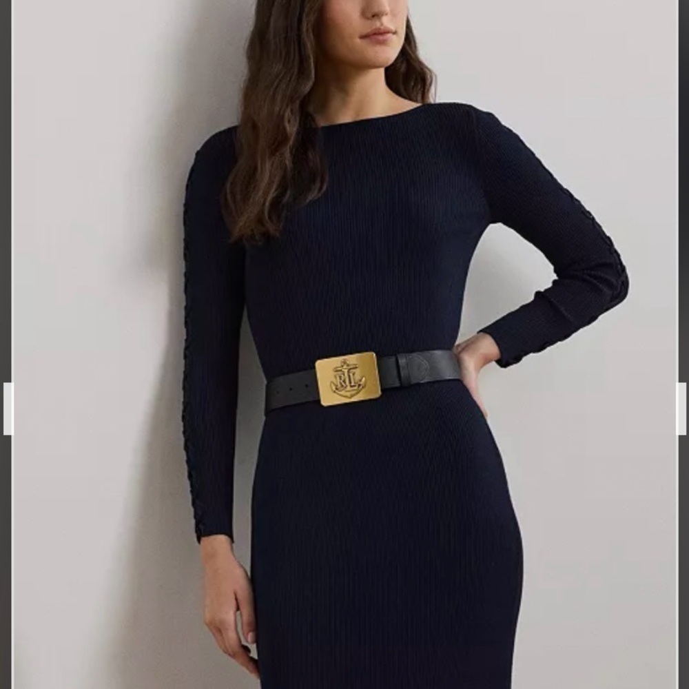 Lauren Ralph Lauren Women's Rib-Knit Boatneck Sweater in Navy Size L - Picture 3 of 9